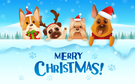 Puppies Merry Christmas 